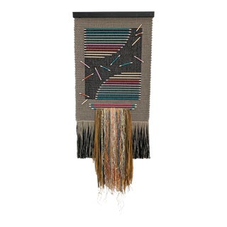 Circa 1980s Textile Fiber Art Wall Hanging Sculpture For Sale