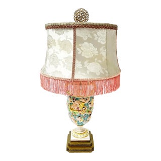 Mid Century Capodimonte Italian Porcelain Mythological Nudes Mermaids W/ Filigree Base and Finial - Lamp Shade Not Included For Sale