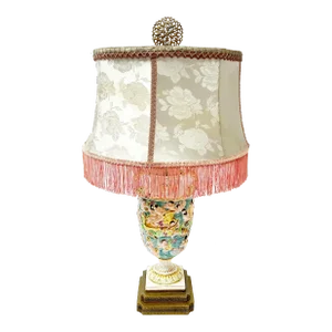 Mid Century Capodimonte Italian Porcelain Mythological Nudes Mermaids W/ Filigree Base and Finial - Lamp Shade Not Included