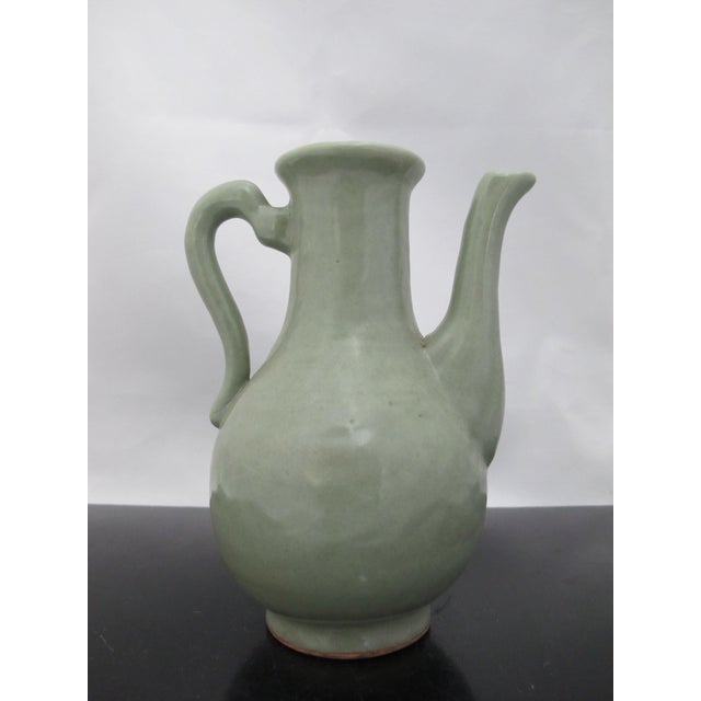 Chinese Chinese Longquan Celadon Glazed Pottery Ewer Wine Pitcher For Sale - Image 3 of 7