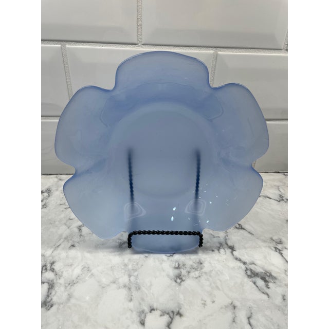 Mid-Century Modern Vintage Pastel Colored Frosted Glass Flower Shaped Bowls- Set of 6 For Sale - Image 3 of 8