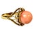 Art Nouveau 18k Gold Angel Skin Coral Cabochon Cocktail Ring Vintage For Sale - Image 3 of 8