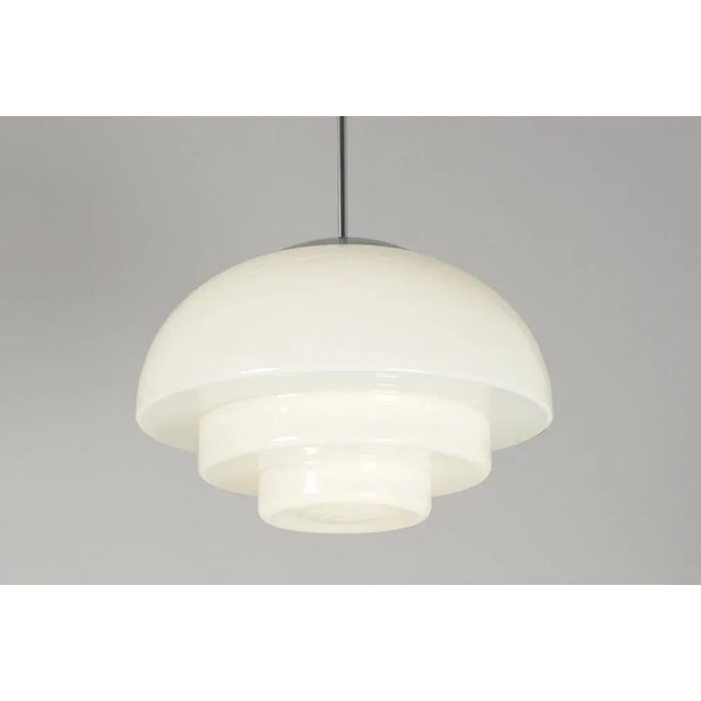 Bauhaus Opaque White Glass Ceiling Lamp, 1930s For Sale - Image 3 of 9