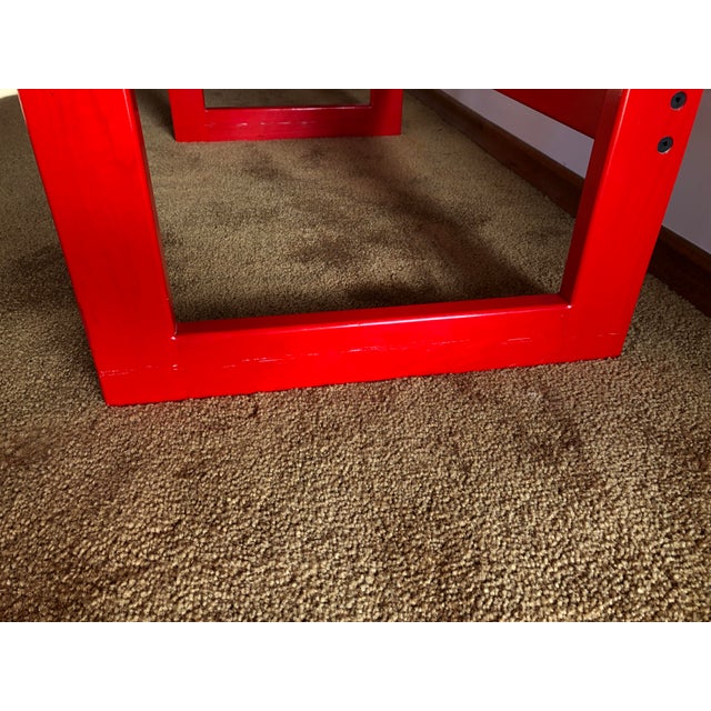 1970s Red Modern Vanity Table and Chair - Set of 2 For Sale - Image 9 of 12