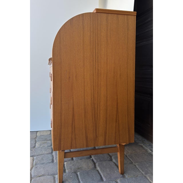 Wood Vintage 1960s Egon Ostregaard Danish Teak Rolltop Secretary Desk / Dresser For Sale - Image 7 of 14