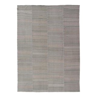 Vintage Turkish Kilim With Soft Gray, Sage, and Faded Rose Panel Design For Sale
