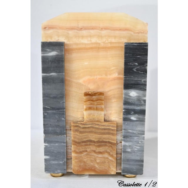 Art Deco Fireplace Set in Onyx and Bronze from A. Gapaillard, 1920 For Sale - Image 16 of 18