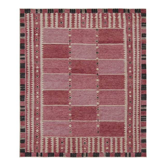 Rug & Kilim’s Scandinavian Style Rug with Pink Geometric Patterns - 5x7 For Sale