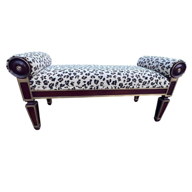 Late 20th Century Late 20th Century Lewis Mittman Neoclassical Regency Mahogany Bench With Leopard Upholstery For Sale - Image 5 of 17