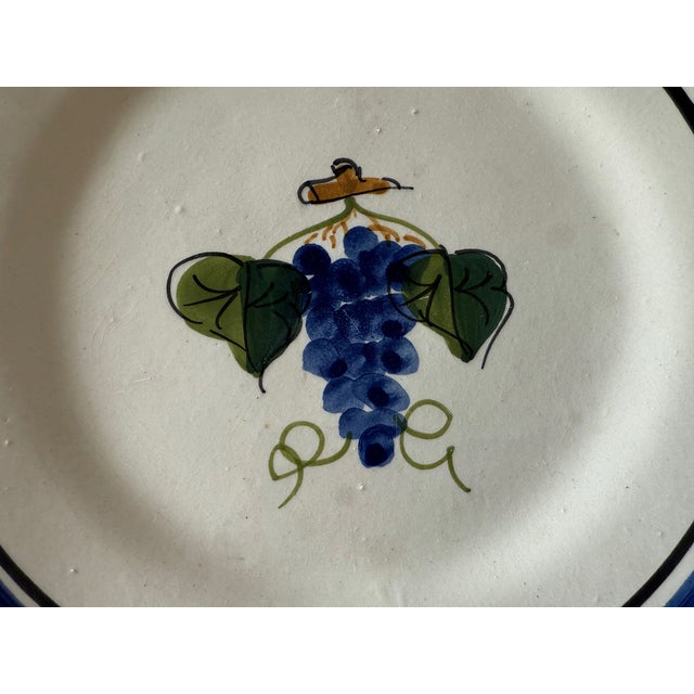 Tan Set of 9 Lamas Ceramiche Grape Design Pottery Dinner Plates For Sale - Image 8 of 14