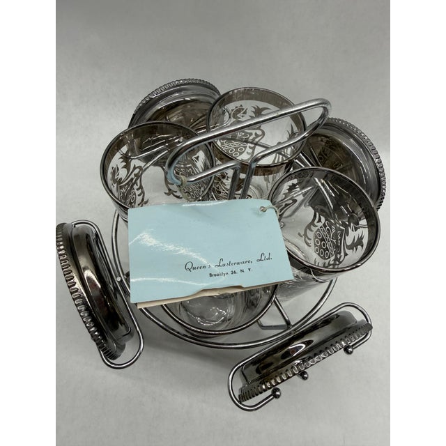 1960s Mid-Century Modern Silver Overlay Trojan Warrior Barware Caddy Set With Shot Glasses - 9 pcs For Sale - Image 6 of 11