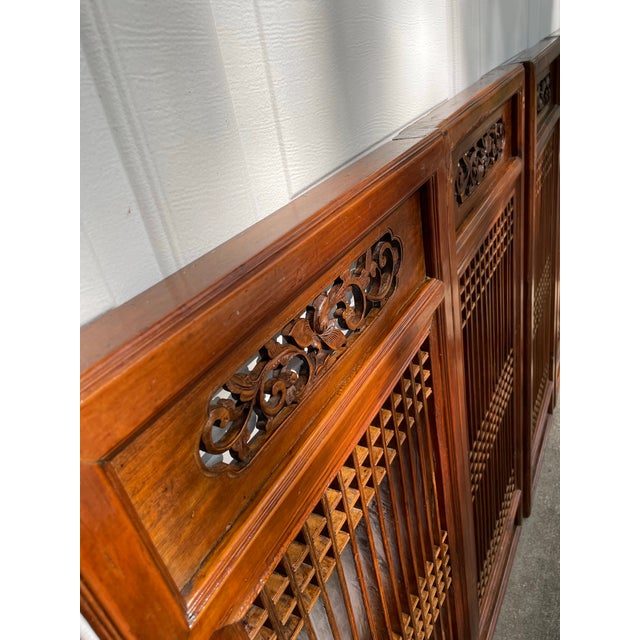 Mid 19th Century Chinese Antique Carved Panel Wall Hanging Set of 5 For Sale In Orlando - Image 6 of 7