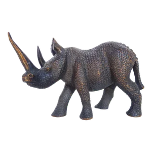 Mid 20th Century African Carved Wood Black Rhinoceros Sculpture