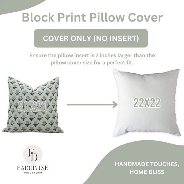 Fabdivine Hand-Block Printed Decorative Cushion Cover 26x26 Inch- Genda Pushp For Sale - Image 4 of 4