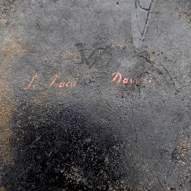 French Old Master Style Genre Scene Oil Painting “Le Jeu” Tavern Interior Round Panel 5.75" For Sale - Image 11 of 11