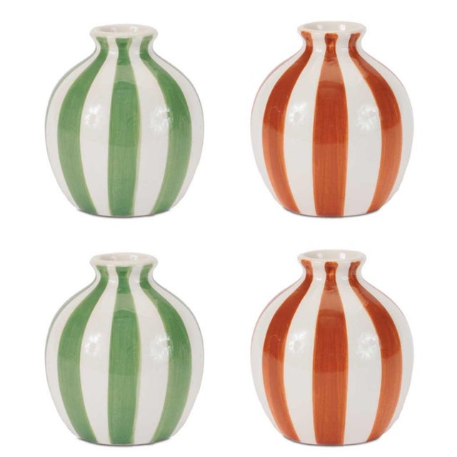 Kenneth Ludwig Chicago Striped Mini Bud Vase (Set of 4) For Sale - Image 4 of 4