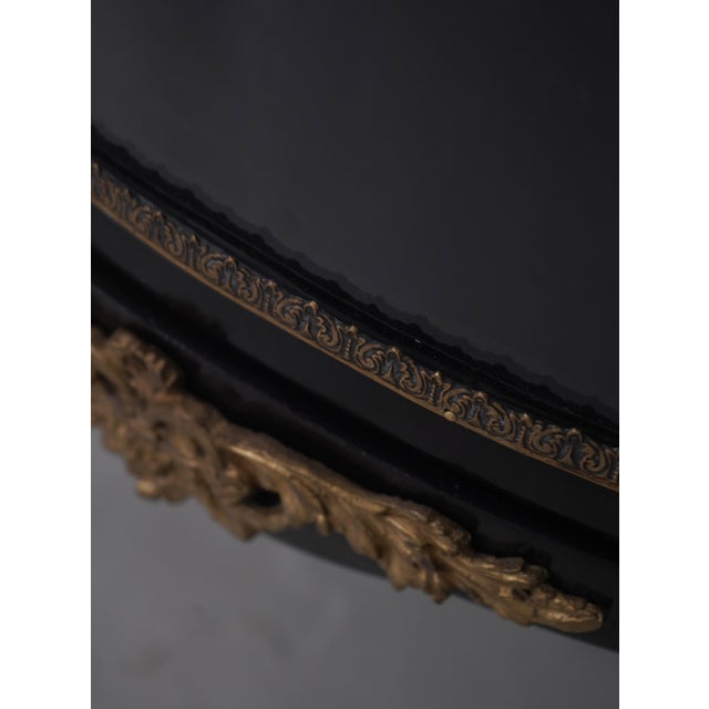 Vintage Louis XV Style Brass & Ebony Marble Top Vitrine Curio Cabinet For Sale - Image 15 of 16