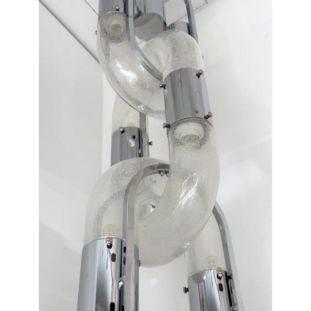 Mazzega Murano Chain Chandelier Murano Glass Metal by Aldo Nason for Mazzega, Italy, 1970s For Sale - Image 4 of 13
