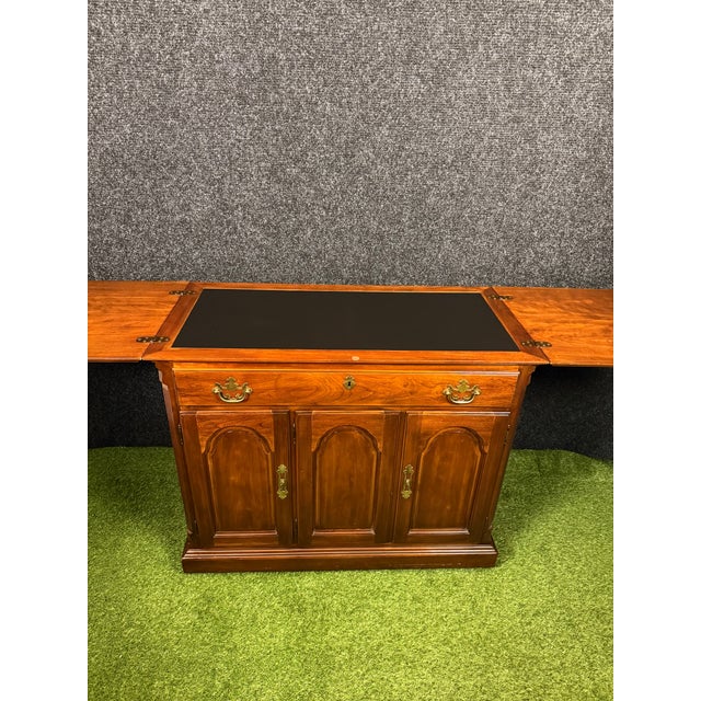 American Drexel Heritage "Vintage Cherry" Expandable Flip-Top Server Bar Cabinet For Sale - Image 3 of 6