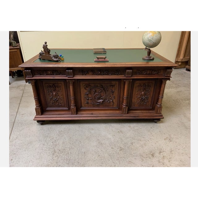 Brown Antique Neo-Renaissance Desk, 1880 For Sale - Image 8 of 15