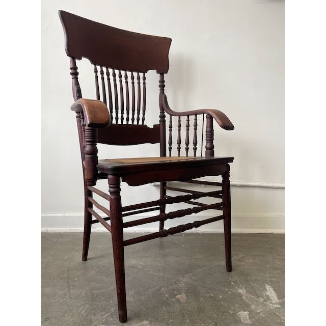 1905 Horrocks Desk Co. Oak & Cane Arm Chair For Sale - Image 10 of 13