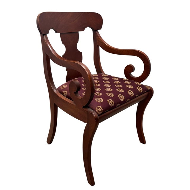 Vintage Traditional Empire Style Accent Arm Chair by Craftique featuring High Quality Cherry Construction, Urn Shaped Back...