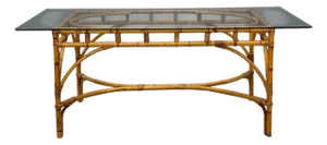 Dal Vera, Italian Modern, Bamboo, Cane, Glass, Dining Table, Italy, 1950s