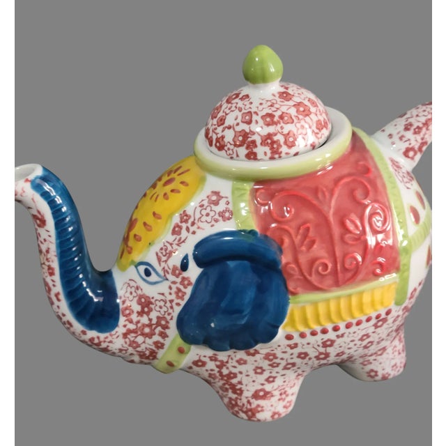 Crafted with an artist's touch, this Vintage Hand Painted Floral Whimsical Lucky Elephant Teapot is a delightful addition...