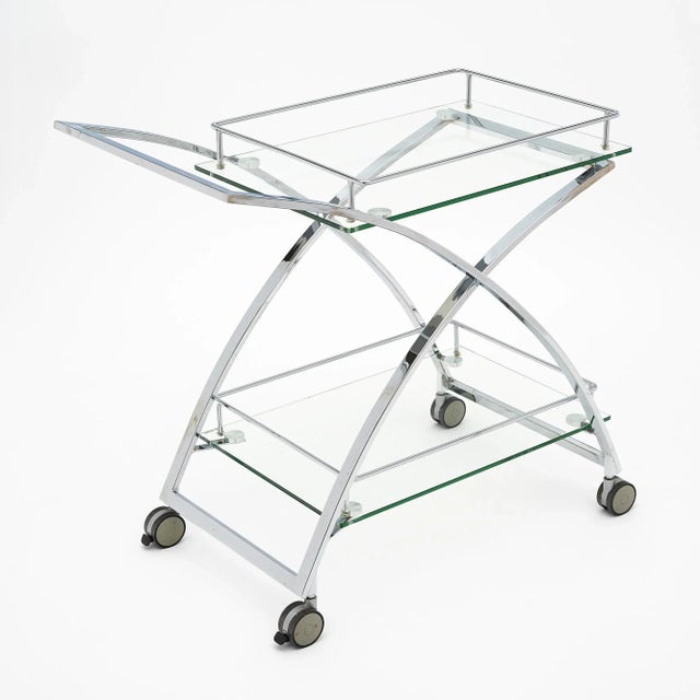 Chrome and Glass Vintage Bar Cart For Sale - Image 9 of 10