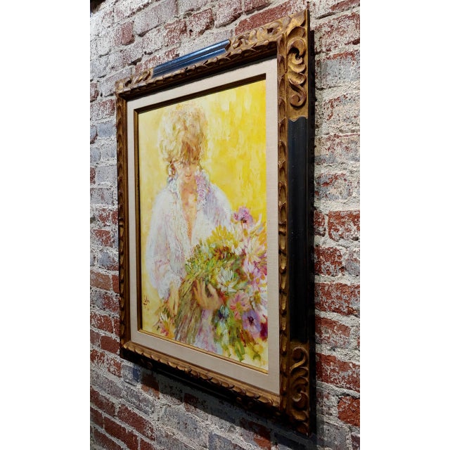 Louis Fabien - the Blonde Flowers Girl -Oil Painting For Sale In Los Angeles - Image 6 of 9