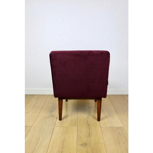 Vintage Loft Armchair in Burgundy Wine Velvet, 1970s For Sale - Image 6 of 12