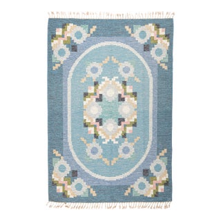 Mid-Century Swedish Flatweave Rug 9.5x6.5, 1960's For Sale