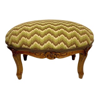 Louis XVI Style Flame Stitch Needlepoint Footstool For Sale