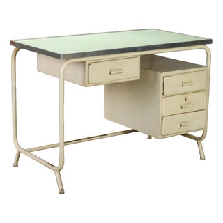Vintage Writing Desk in Enamelled Metal and Laminate, Italy, 1960s For Sale