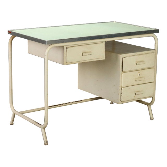 Vintage Writing Desk in Enamelled Metal and Laminate, Italy, 1960s For Sale