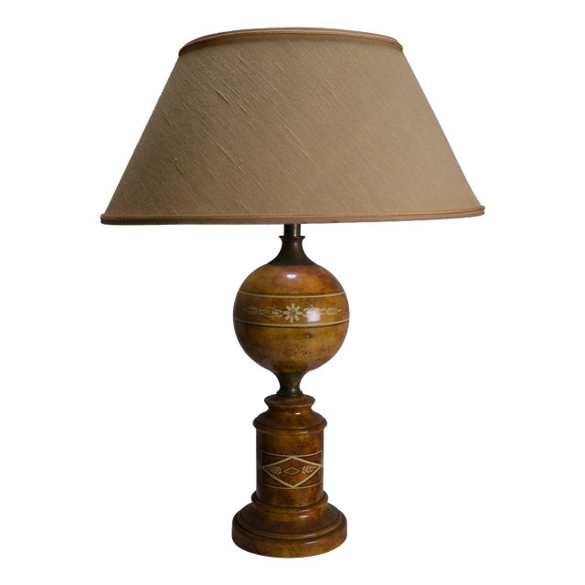French Neoclassical Trompe-'Œil Painted Ceramic Table Lamp, 1960s For Sale