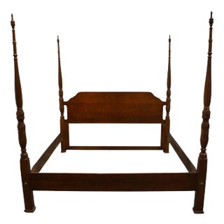 Keller Furniture Solid Cherry Traditional Style King Size Rice Carved Four Poster Bed For Sale