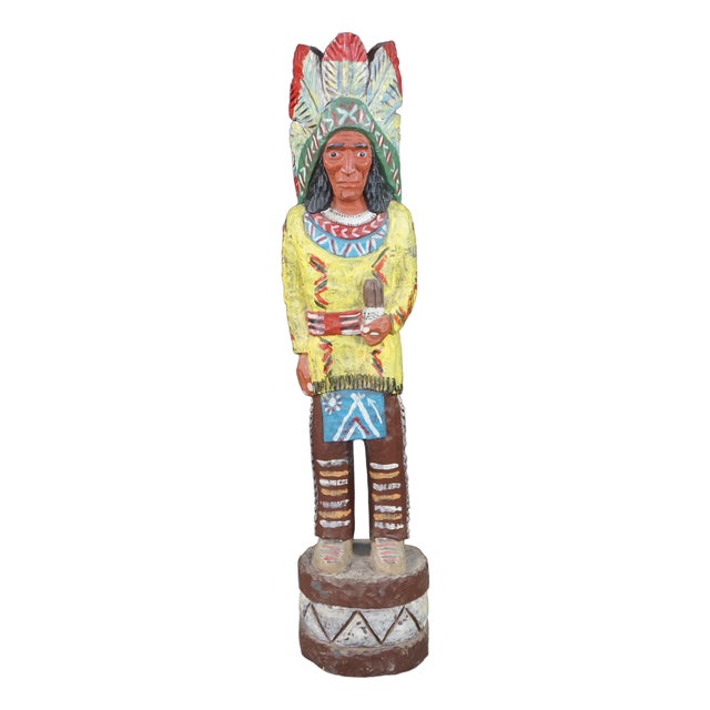 Ralph Gallagher Hand Carved Cigar Store Indian Statue Native American Chief 60" For Sale