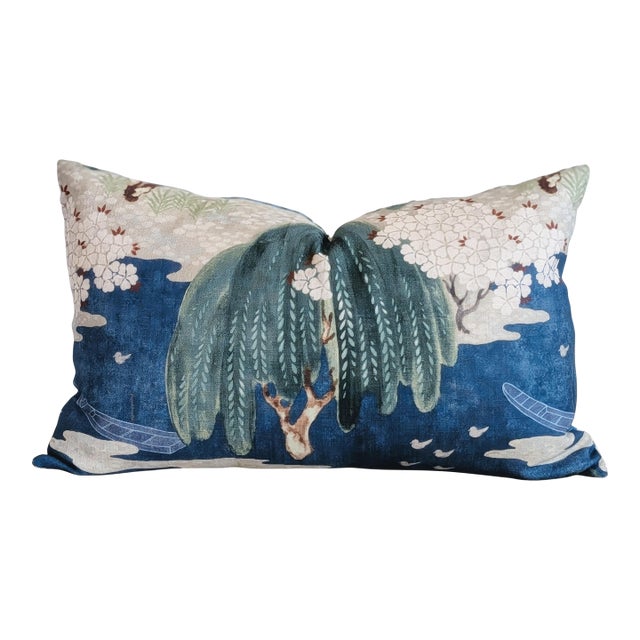 Thibaut Anna French Willow Tree 16" x 25" Lumbar with Alan Campbell Country Check Back - Single For Sale