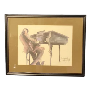 Leo Meiersdorff 1976 Solo Jazz Pianist Lithograph
