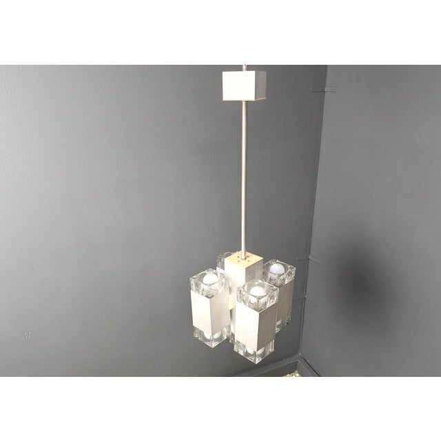 Modern Vintage Italian Cubic Chandelier attributed to Gaetano Sciolari, 1970s For Sale - Image 3 of 12