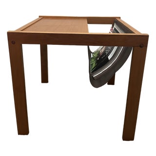 Mid-Century Modern Danish Teak & Canvas Magazine Sling Side Table by BL-Møbler For Sale