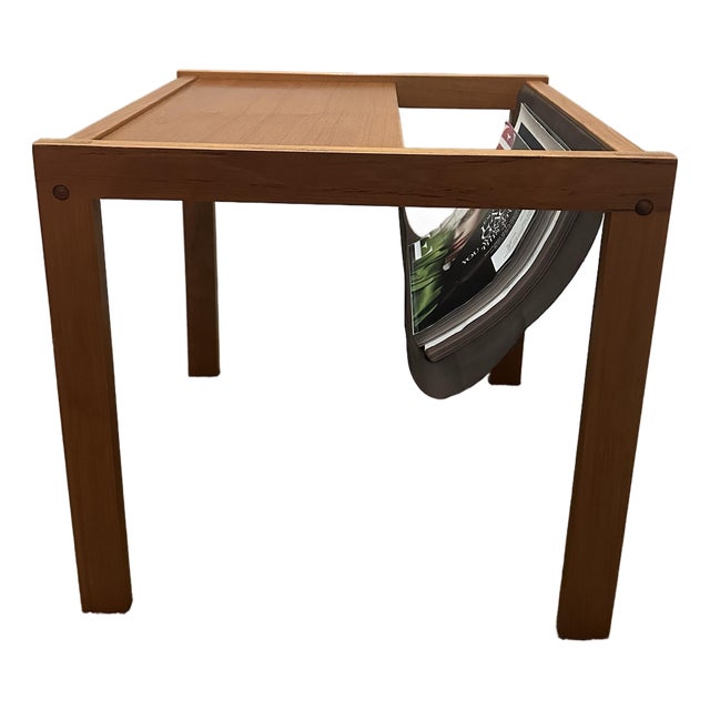 Mid-Century Modern Danish Teak & Canvas Magazine Sling Side Table by BL-Møbler For Sale