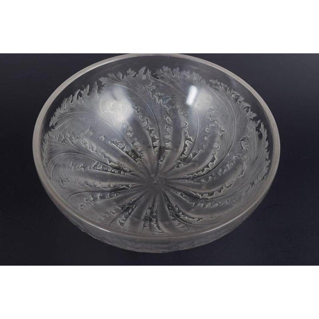 René Lalique "Chicoree" bowl, model 3213, c. 1930s. Art Deco bowl in frosted and polished glass featuring large, curved...