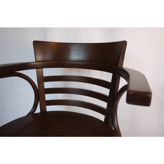 Wood Thonet Midcentury Bentwood Armchair c.1950s - Original Makers Mark For Sale - Image 7 of 12
