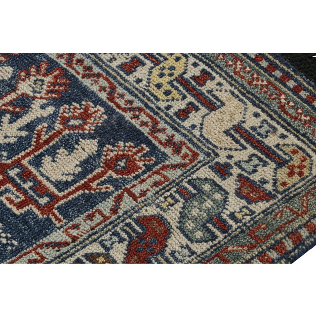 Rug & Kilim’s Blue Tribal Style Square Rug With Primitivist Geometric Patterns For Sale In New York - Image 6 of 7