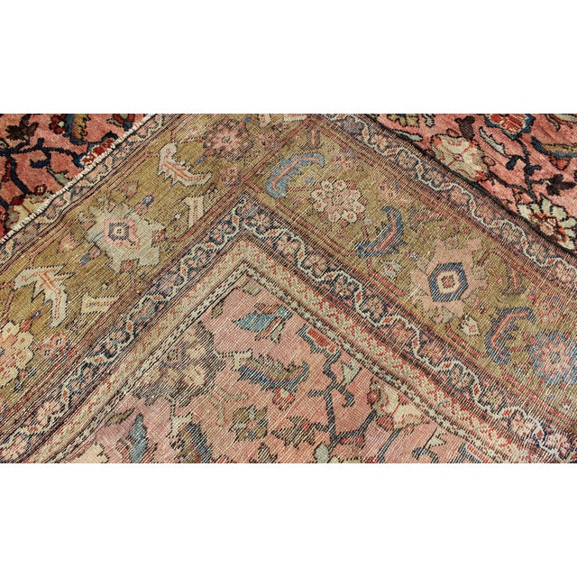 Salmon Antique Persian Sultanabad Colorful Rug With All-Over Design in Salmon & Gold 7'6"x10'3" For Sale - Image 8 of 8