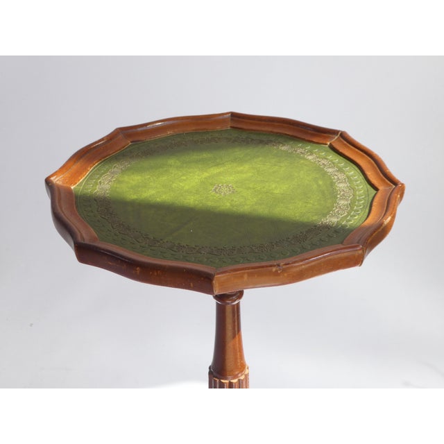 Small Victorian Wooden Wine Table with Green Leather Top, 1920s For Sale - Image 4 of 7