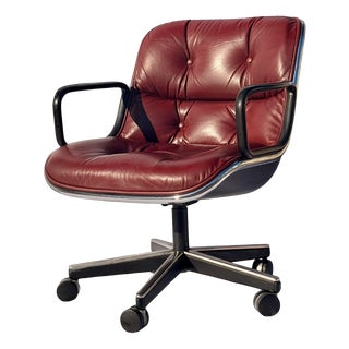 Vintage Executive Office Chair in Burgundy Leather by Charles Pollock for Knoll International, 1970s For Sale