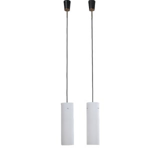 Glass Pendant Lamps, 1960s, Set of 2 For Sale